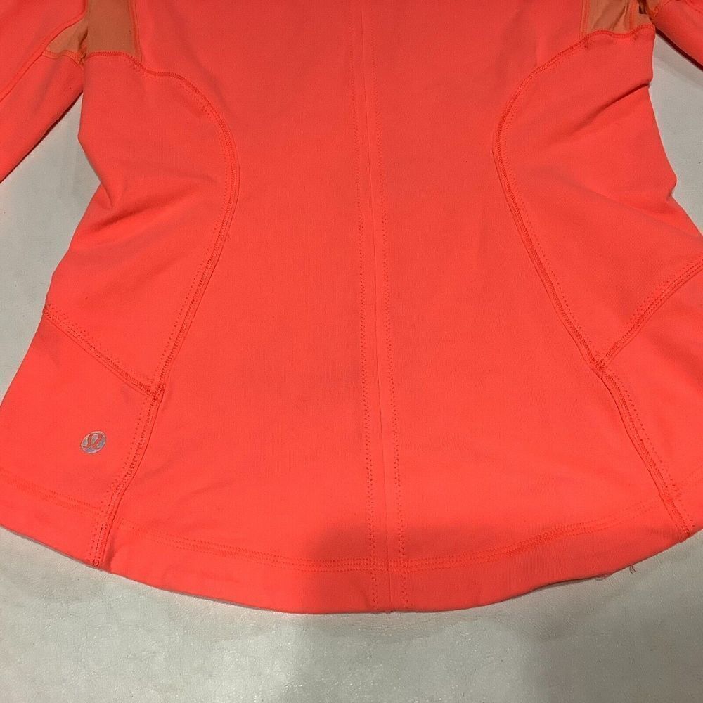 Women's Lululemon Forme Neon Full Zip Stripe Jacket Size 6 Orange Coral - Picture 6 of 9